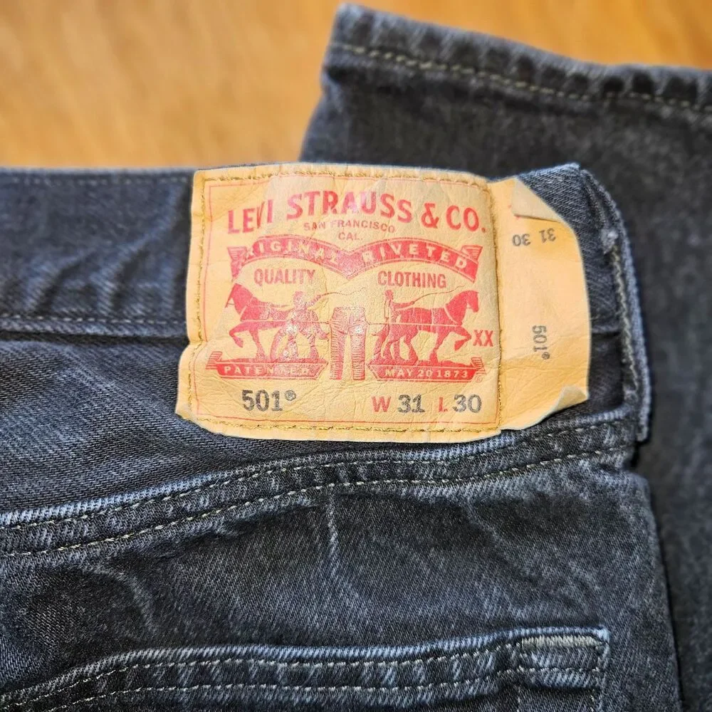 LEVI's 501 Black Button Fly Classic Jeans 31x30